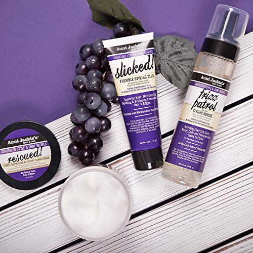 Aunt Jackie's Grapeseed Style and Shine Recipes Slicked Flexible Hair Styling Glue, Superior Hold, Molding and Sculpting for Hair and Edges, 4 oz