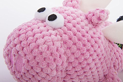 goDog Checkers Flying Pig Dog Toy, Chew Guard Technology, Durable Plush, Squeaker Dog Toy, Pink, Small (770104)