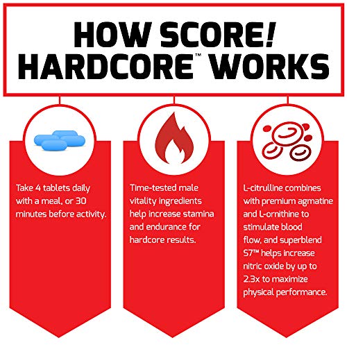 SCORE!,2-Pack,Hardcore Nitric Oxide Booster Supplement for Men with L-Citrulline,Yohimbe,Black Maca and B Vitamins to Boost Nitric Oxide,Increase Stamina,Maximize Physical Performance,240 Tablets