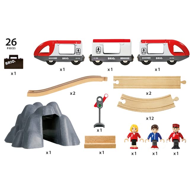 BRIO World - 33773 Railway Starter Set | 26 Piece Toy Train with Accessories and Wooden Tracks for Kids Age 3 and Up - Green