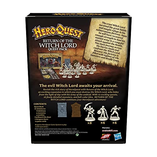 Avalon Hill HeroQuest Return of The Witch Lord Quest Pack, Dungeon Crawler Game for Ages 14+, Requires HeroQuest Game System to Play