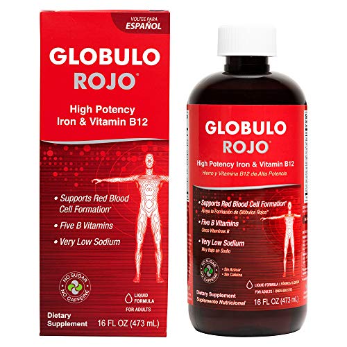 Globulo Rojo Iron Supplement - Liquid Dietary Supplement with High Potency Iron and B Vitamins (Vegan), 16 FL OZ (473 mL)