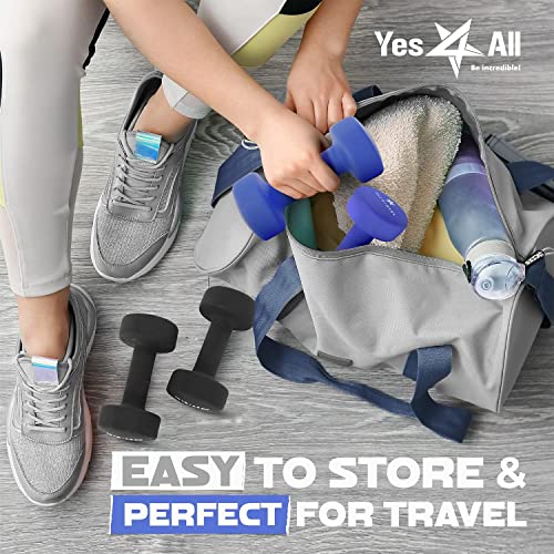 Yes4All Non-Slip, Hexagon Neoprene Dumbbells – 12lbs Neoprene Dumbbell Set for Muscle Toning, Strength Building, Weight Loss (Vivid Dark Blue - Pair)