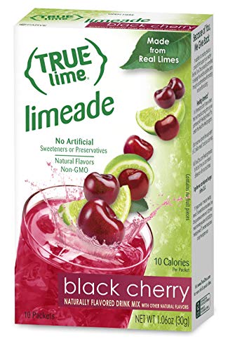 TRUE LIME Black Cherry Limeade Drink Mix (10 Count - 1 pack) | Made from Real Limes | No Preservatives, No Artificial Sweeteners, Gluten Free | Water Flavor Packets and Water Enhancer with Stevia