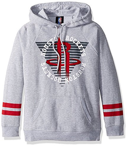 Ultra Game NBA Houston Rockets Womens Soft Fleece Pullover Hoodie Sweatshirt With Varsity Stripe, Heather Gray, Large
