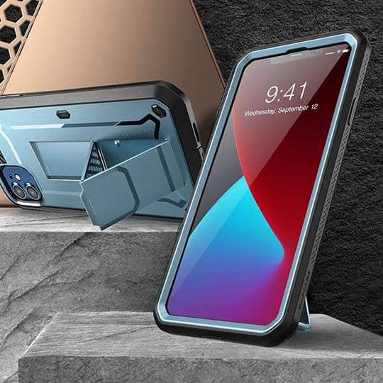 SUPCASE Unicorn Beetle Pro Series Case for iPhone 12 Mini (2020 Release) 5.4 Inch, Built-in Screen Protector Full-Body Rugged Holster Case (Cerulean)