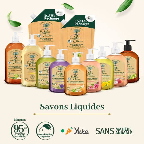 Le Petit Olivier Pure Marseille Liquid Soap - Lavender Perfume - Gently Cleanses Skin - Delicately Perfumed - Vegetable Origin Based - 10.1 oz