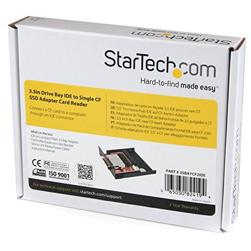 StarTech.com 3.5in Drive Bay IDE to Single CF SSD Adapter Card Reader (35BAYCF2IDE),Black