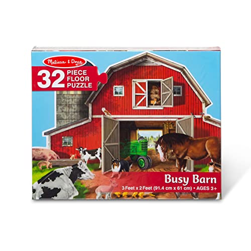 Melissa and Doug Busy Barn Shaped Jumbo Jigsaw Floor Puzzle (32 pcs, 2 x 3 feet)