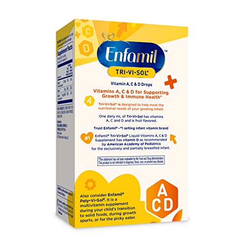 Enfamil Prenatals and Baby Vitamins Tri-Vi-Sol Vitamin A, C and D Multi-Vitamin Drops for Infants, Supports Growth and Immune Health, 50 mL Dropper Bottle,1.69 Fl Oz (Pack of 1),MJ-030