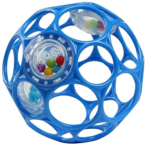 Bright Starts Oball Rattle Easy-Grasp Toy, Teal - 4', Ages Newborn Plus, 1 Count (Pack of 1)