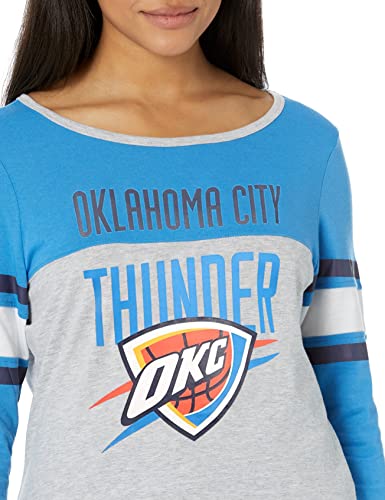 Ultra Game NBA Oklahoma City Thunder Womens T-Shirt Raglan Baseball 3/4 Long Sleeve Tee Shirt, Team Color, X-Large