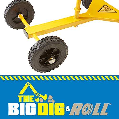 The Big Dig and Roll Big Dig Sandbox Digger Excavator Crane with 360° Rotation with Base, Great for Sand, Dirt and Snow | Steel Outdoor Play | Beach Toy | Yellow | Age 3+