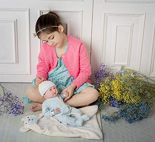 JC Toys - La Newborn Nursery | 8 Piece Bunting Soft Body Baby Doll Gift Set | 15.5' Life-Like Soft and Posable Newborn Doll with Accessories | Blue Bear| Light Blue | Ages 2+ (18790)