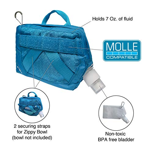 Kurgo Dog Tactical Hydration Flask, Detachable MOLLE Compatible Water Pouch, Attachable Pouch for Dog MOLLE Harness, Service Dog Harness Attachment, RSG Flask (Coastal Blue)