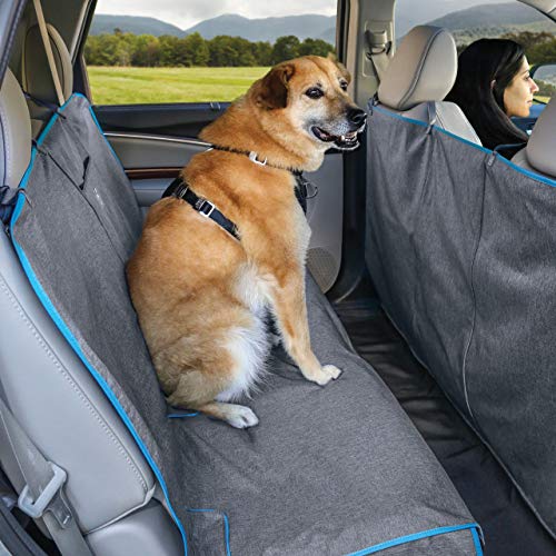 Kurgo Dog Car Seat Cover | Pet Bench Seat Covers | Hammock Style | Full Coverage | Covers Seat and Car Footwell | Water Resistant | Scratch Proof | Cars | 55' | Coast To Coast Hammock | Charcoal Grey