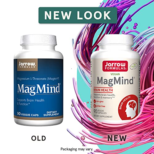Jarrow Formulas MagMind - Includes Magnesium L-Threonate (Magtein) - Supports Brain Health and Function - 90 Capsules - 30 Servings (PACKAGING MAY VARY)
