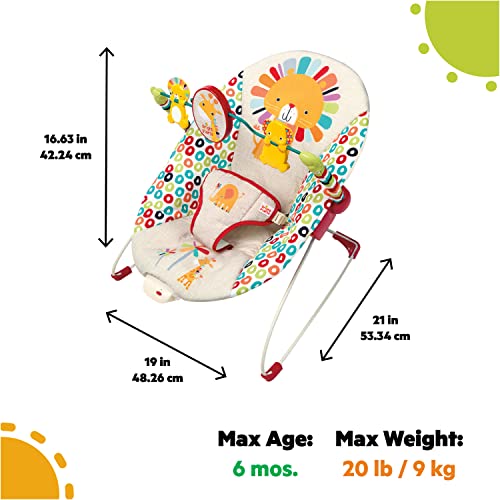 Bright Starts Portable Baby Bouncer Soothing Vibrations Infant Seat with Removable Toy Bar, 0-6 Months 6-20 lbs (Playful Pinwheels)