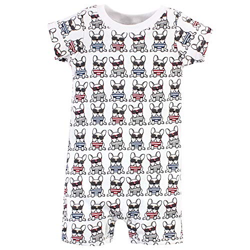 Hudson Baby Unisex Baby Cotton Rompers French Dog, 3-6 Months