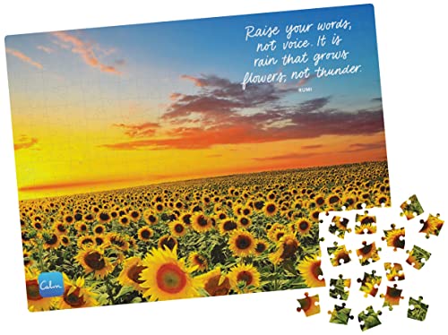 300-Piece Calm Jigsaw Puzzle for Relaxation, Stress Relief, and Mood Elevation, for Adults and Kids Ages 8 and up, Sunflower Fields