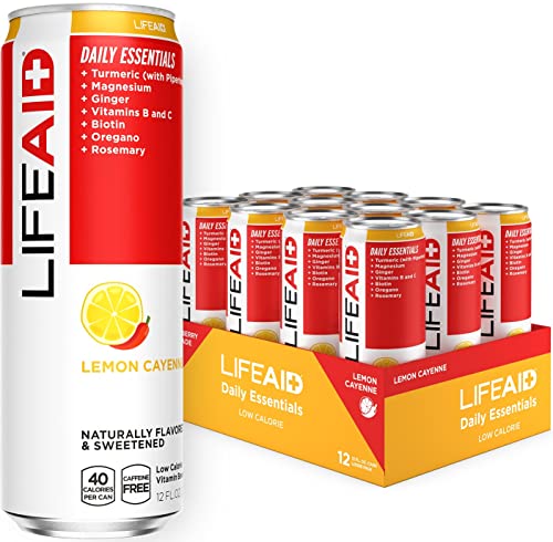 LIFEAID Vitality Blend, Daily Vitamins, Turmeric to Help Reduce Mild Inflammation from Everyday Stress, Healthy Soda Replacement, 100% Clean, Vegan, GF, 12 Fl Oz (Pack of 12)