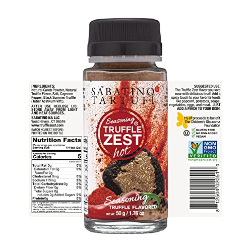 Sabatino Tartufi Truffle Zest Seasoning Hot, The Original All Purpose Gourmet Truffle Powder, Plant Based, Vegan and Vegetarian Friendly, Low Carb, 1.76 oz …