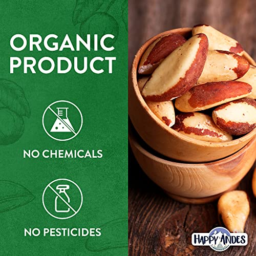 Happy Andes Real Organic Brazil Nuts 1.75 lbs -Non-GMO, Raw Whole nuts,Vacuum Sealed, Resealable bag, Low Carb, Keto Friendly, Vegan Snack, Unsalted, Natural Snack