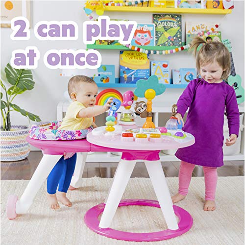 Bright Starts Around We Go 2-in-1 Walk-Around Baby Activity Center and Table, Tropic Coral, Ages 6 Months+