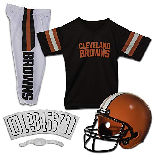 Franklin Sports Cleveland Browns Kids Football Uniform Set - NFL Youth Football Costume for Boys and Girls - Set Includes Helmet, Jersey and Pants - Large
