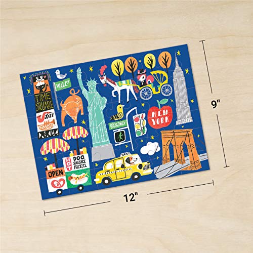 Mudpuppy New York City Puzzle to Go, 36 Pieces, 12”x9” – Great for Kids Age 3+ - Colorful Illustrations of Iconic NYC Sites – Packaged in Travel-Friendly Drawstring Fabric Pouch – Perfect for Planes