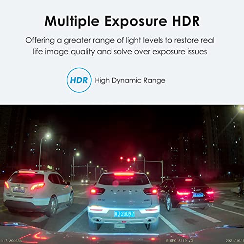 VIOFO A119 V3 1440P 60fps Dash Cam with GPS, Enhanced Super Night Vision with True HDR and Starvis Sensor, Car Dash Camera 140° Wide Angle, 2.0‘’ LCD, Smart Parking Mode 24H
