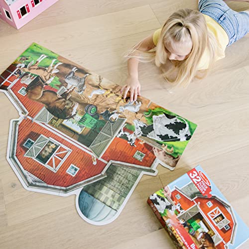 Melissa and Doug Busy Barn Shaped Jumbo Jigsaw Floor Puzzle (32 pcs, 2 x 3 feet)