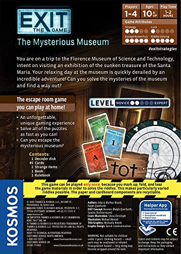 Exit: The Mysterious Museum | Exit: The Game - A Kosmos Game | Family-Friendly, Card-Based at-Home Escape Room Experience for 1 to 4 Players, Ages 10+