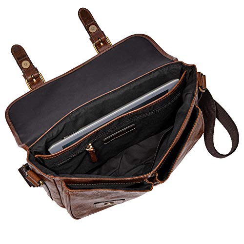 Fossil Men's Greenville Eco Leather Travel Courier Messenger Bag, Cognac , (Model: MBG9557222)