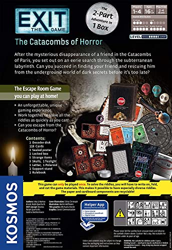 Exit: The Catacombs of Horror | Exit: The Game - A Kosmos Game from Thames and Kosmos | Card-Based, 2-Part at-Home Escape Room Experience for 1 to 4 Players, Ages 16+
