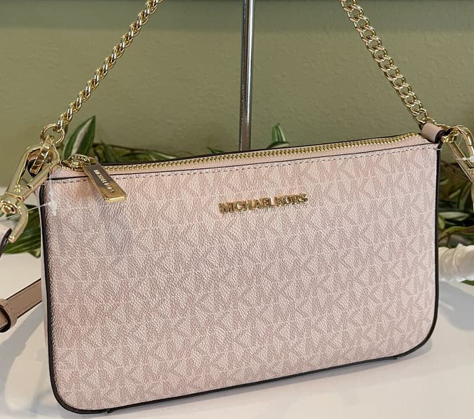 Michael Kors Jet Set Travel Medium Pouchette Crossbody Bag (Dark Powder Blush)