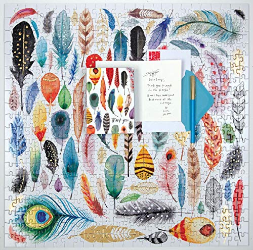 Galison Feathers 500 Piece Jigsaw Puzzle for Adults and Families, Bird Feather Foil Puzzle with 500 Pieces and Bird Feathers from Around The World