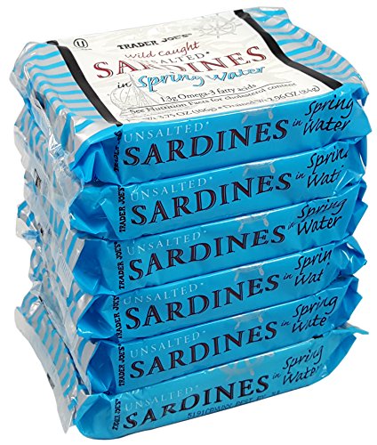 Unsalted Sardines in Spring Water, (Pack of 6), 3.75 oz Tin - Trader Joe's