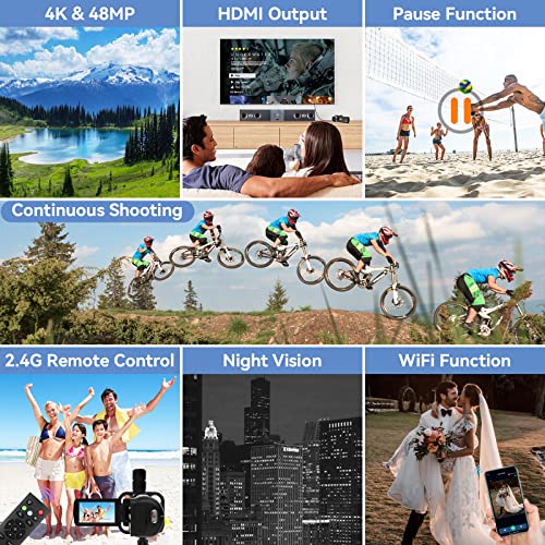 OIEXI 4k Video Camera Camcorder with 18X Digital Zoom,48MP Vlogging Camera for YouTube,3.0' IPS 270° Rotating Touchscreen,Camcorder with Microphone,Remote Control,IR Night Vision and 2 Batteries(Black)