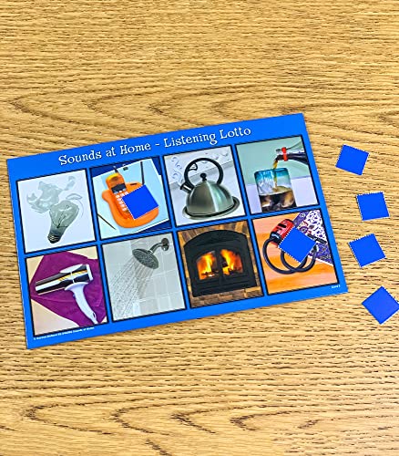 Key Education Listening Lotto: Sounds at Home, Children's Auditory, Pre-Reading Language Learning Matching Board Game, 12 Photographic Game Boards With Audio CD, 1-12 Players, Ages 4+