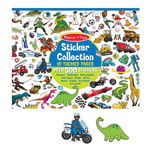 Melissa and Doug Sticker Collection Book: Dinosaurs, Vehicles, Space, and More - 500+ Stickers - Sticker Books, Arts And Crafts Activity For Kids Ages 3+