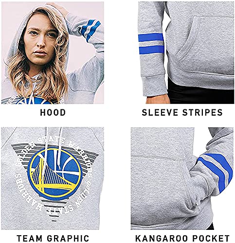 Ultra Game NBA Philadelphia 76ers Womens Soft Fleece Pullover Hoodie Sweatshirt With Varsity Stripe, Heather Gray, Small