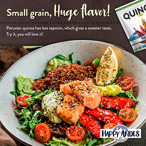 Happy Andes Tri-Color Organic Whole Grain Quinoa Non-GMO, Non Gluten, Ready to Cook Food for Oats and Seeds Recipes, Healthy Meal with Vitamins and Protein, Best Value, 3 lb