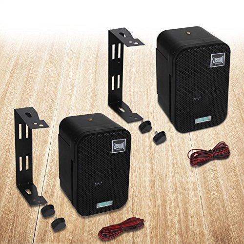 Pyle Home Dual Waterproof Outdoor Speaker System - 3.5 Inch Pair of Weatherproof Wall / Ceiling Mounted Speakers w/ Heavy Duty Grill, Universal Mount-For Use in the Pool, Patio, Indoor PDWR30B (Black)