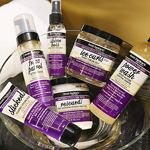 Aunt Jackie's Grapeseed Style and Shine Recipes Slicked Flexible Hair Styling Glue, Superior Hold, Molding and Sculpting for Hair and Edges, 4 oz