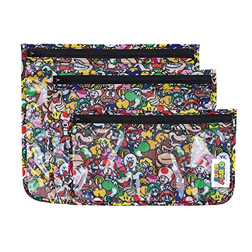 Bumkins Travel Bag, Nintendo Super Mario Toiletry, Baby, TSA Approved Pouch, Zip Bag, Quart Size Compliant, Clear-Sided, Diaper Bag Organization, Makeup, Accessories