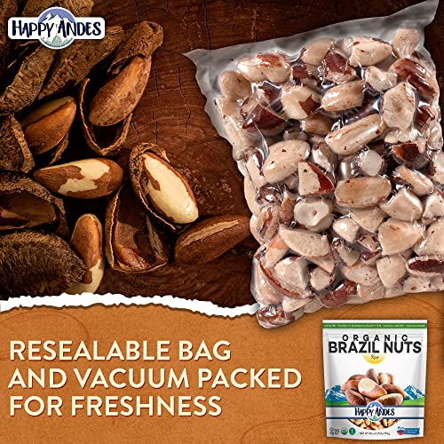 Happy Andes Real Organic Brazil Nuts 1.75 lbs -Non-GMO, Raw Whole nuts,Vacuum Sealed, Resealable bag, Low Carb, Keto Friendly, Vegan Snack, Unsalted, Natural Snack