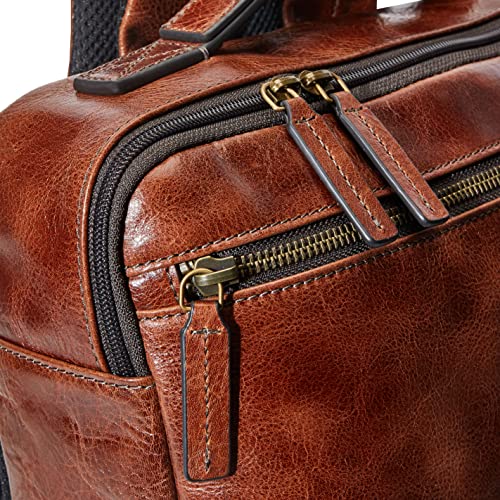 Fossil Men's Buckner Leather Small Convertible Travel Backpack and Briefcase Messenger Bag, Cognac , (Model: MBG9483222)