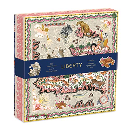 Liberty Maxine 500 Piece Double Sided Puzzle with Shaped Pieces from Galison - Featuring Liberty's Iconic Floral and Graphic Prints and 15 Uniquely Shaped Jigsaw Pieces, 20' x 20', Unique Gift Idea