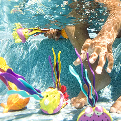 B. toys – Shark Scoop-A-Diving Pool Toys - 1 Shark Net and 4 Water Toys for Kids 3+ (5Piece)
